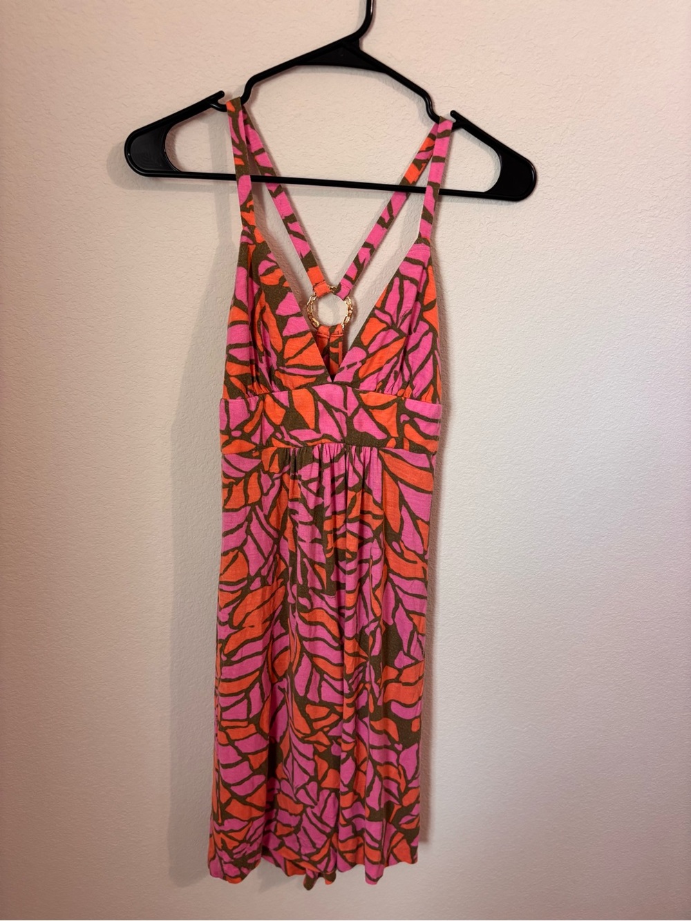 Trina Turk Pink Orange Abstract Print Halter Maxi Dress Women’s Size 2